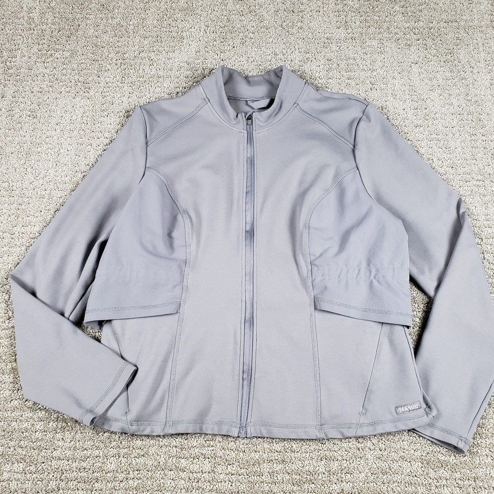 Jaanuu Scrub Jacket Womens XL Gray Full Zip Peplum Cinched Medical Uniform
